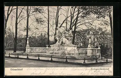 AK Düsseldorf, am Kriegerdenkmal