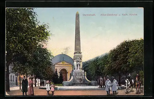 AK Darmstadt, Alice-Denkmal und Katholische Kirche