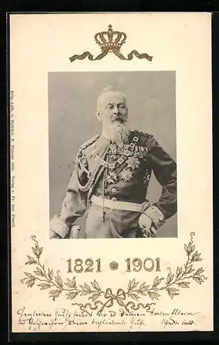 Präge-AK Prinzregent Luitpold von Bayern, 1821-1901