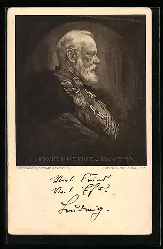 AK König Ludwig III. von Bayern in Uniform, Ganzsache
