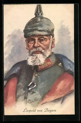 AK Prinz Leopold von Bayern mit Pickelhaube