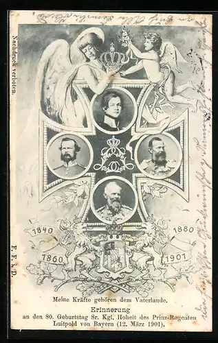 AK Achtzigster Geburtstag Sr. Kgl. Hoheit des Prinzregenten Luitpold von Bayern, 1901