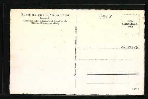 Künstler-AK Schwalenberg i. L., Gasthaus Künstlerklause, Innenmalereien: Der Optimist, Der Pessimist