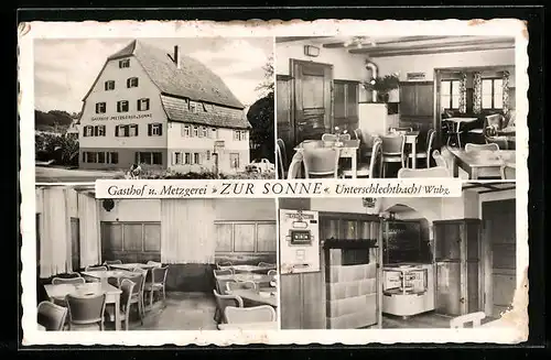 AK Unterschlechtbach /Wttbg., Gasthof und Metzgerei Zur Sonne, Innenansichten