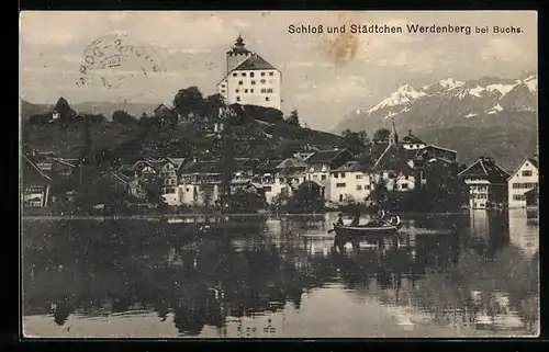 AK Werdenberg bei Buchs, Uferpartie mit Schloss