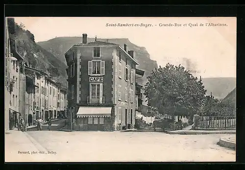 AK Saint-Rambert-en-Bugey, Grande-Rue et Quai de l'Albarinne