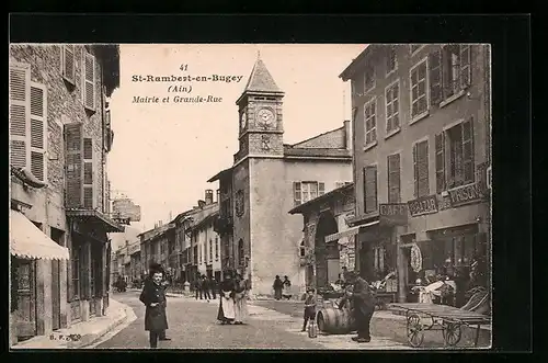 AK Saint-Rambert-en-Bugey, Mairie et Grande-Rue