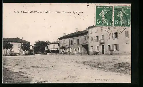 AK Saint-André-de-Corcy, Place et Avenue de la Gare