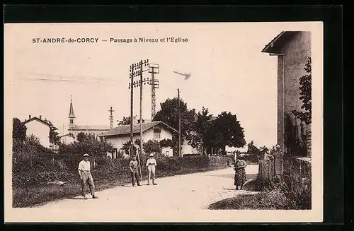 AK Saint-André-de-Corcy, Passage à Niveau et l'Eglise