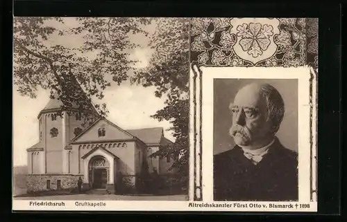 AK Friedrichsruh, Gruftkapelle, Portrait Otto v. Bismarck
