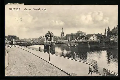 AK Bremen, Blick auf die Grosse Weserbrücke