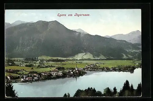 AK Egern am Tegernsee, Totale mit Gebirgswand