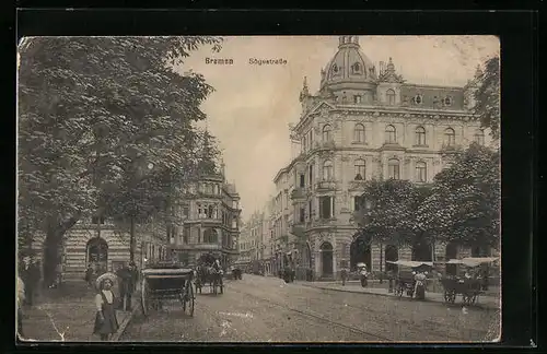 AK Bremen, Sögestrasse mit Passanten