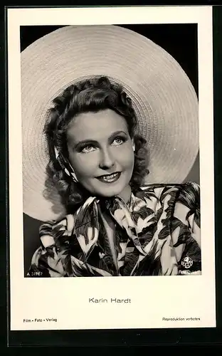 AK Schauspielerin Karin Hardt mit Hut