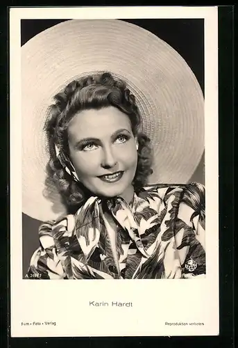 AK Schauspielerin Karin Hardt mit Hut