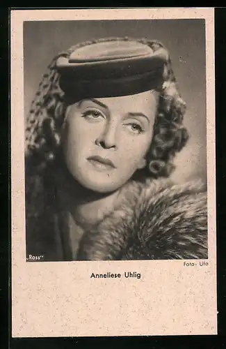 AK Schauspielerin Anneliese Uhlig mit Hut