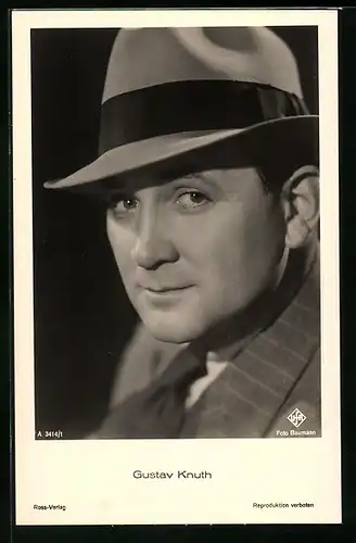 AK Schauspieler Gustav Knuth mit Hut