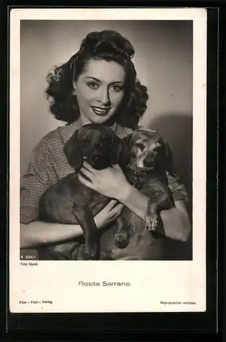 AK Schauspielerin Rosita Serrano mit Dackeln