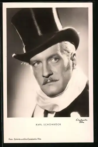 AK Schauspieler Karl Schönböck mit Zylinderhut