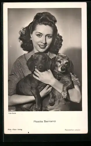 AK Schauspielerin Rosita Serrano mit Dackeln
