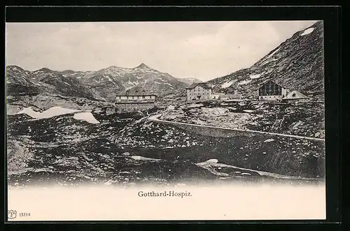 AK Gotthardpass, Hospiz mit Bergen