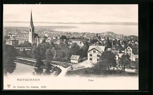 AK Rorschach, Totalansicht mit Kirche