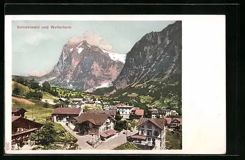 AK Grindelwald, Panorama mit Wetterhorn