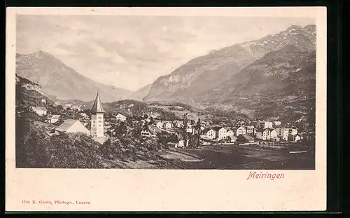 AK Meiringen, Teilansicht mit Bergen