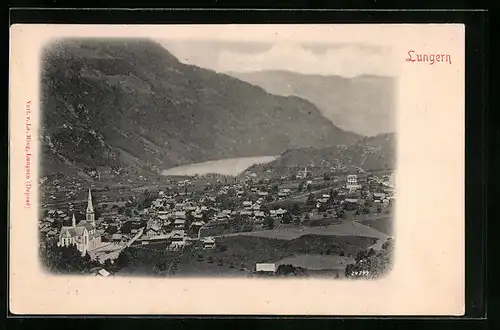 AK Lungern, Teilansicht mit Kirche