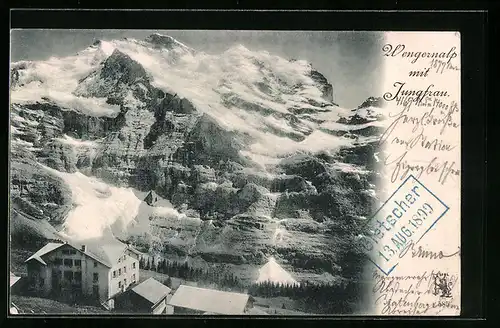 AK Wengernalp, Ortspartie mit Jungfrau