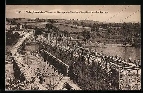 AK L`Isle-Jourdain, Barrage de Chardes, Vue Generale des Travaux