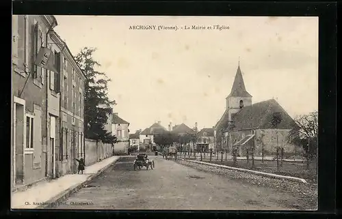 AK Archigny, La Mairie et l`Eglise