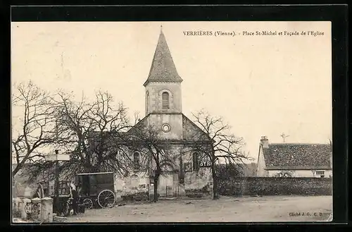 AK Verrières, Place St-Michel et Facade de l`Eglise