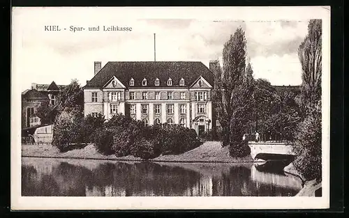 AK Kiel, Spar- und Leihkasse mit Brücke, Sparkassen- und Kommunalbankentag 1927