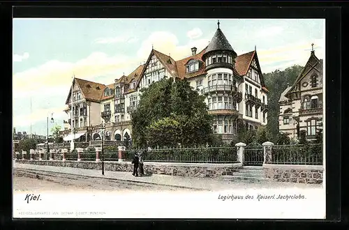 AK Kiel, Logirhaus des Kaiserl. Jachtclubs, Strassenansicht