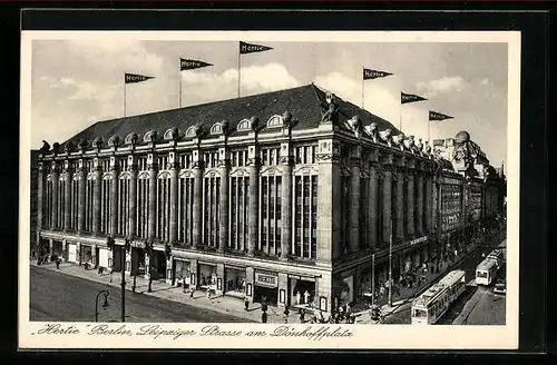 AK Berlin, Kaufhaus Hertie in der Leipziger Strasse aus der Vogelschau