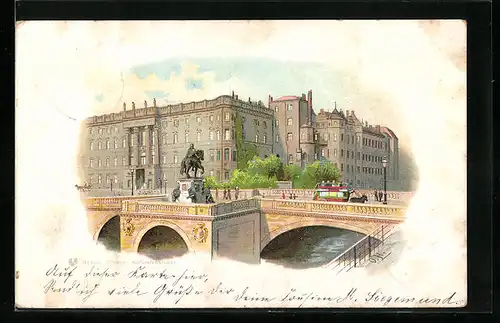 Lithographie Berlin, Schloss - Kurfürstenbrücke