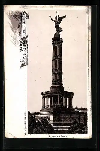 Lithographie Berlin-Tiergarten, Die Siegessäule