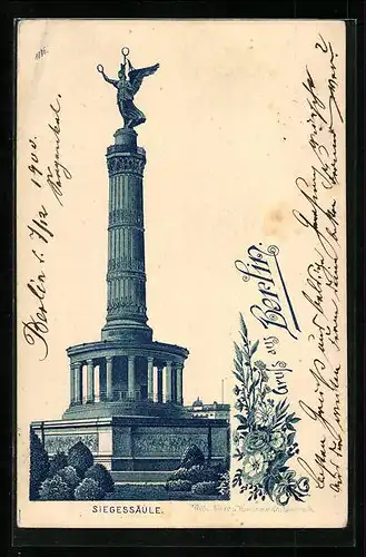 Lithographie Berlin-Tiergarten, Die Siegessäule