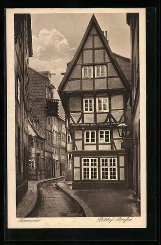 AK Hannover, Potthof-Strasse mit Fachwerkhaus