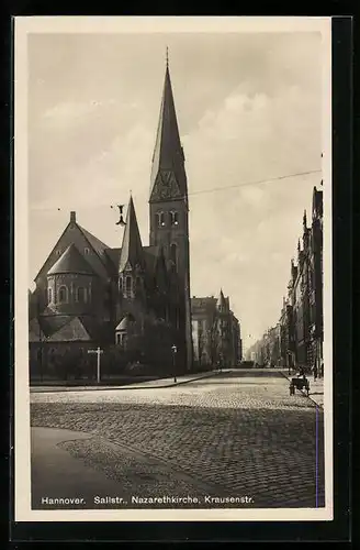 AK Hannover, Nazarethkirche, Ecke Sall- und Krausenstrasse