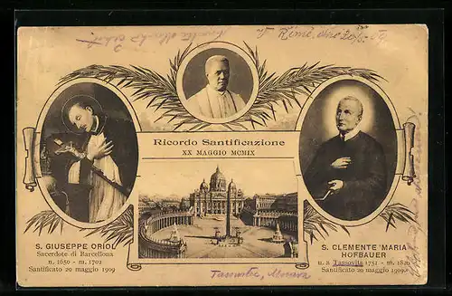 AK Roma, Heiligsprechung Giuseppe Oriols und Clemente Maria Hofbauers durch Papst Pius X., Petersdom