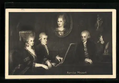 AK Familie Mozart beim Musizieren