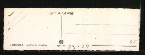 Mini-AK Venedig, Partie an der Rialto-Brücke