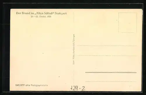 AK Stuttgart, Brand des Alten Schlosses 1931