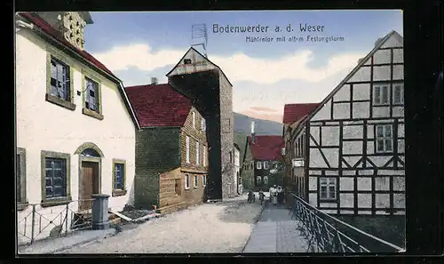 AK Bodenwerder a. d. Weser, Mühlentor mit altem Festungsturm