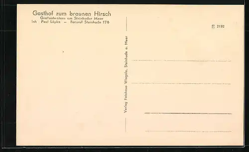 AK Grossenheidorn, Gasthof zum braunen Hirsch, Ansichten des Steinhuder Meeres