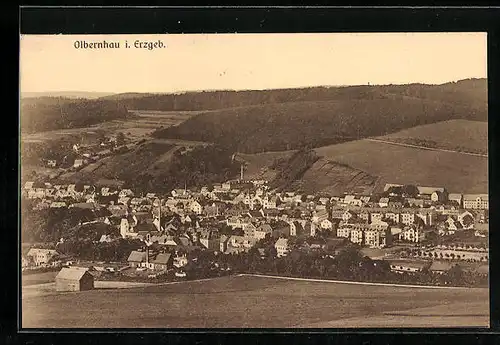 AK Olbernhau i. Erzgeb., Teilansicht vom Ort mit Häusern