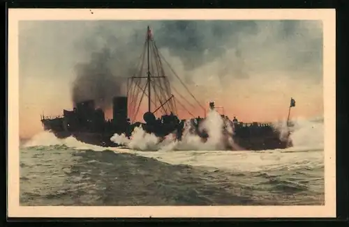 AK Turbinenhochseetorpedoboot in voller Fahrt