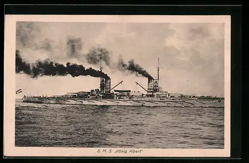 AK S. M. S. Kriegsschiff König Albert in Fahrt